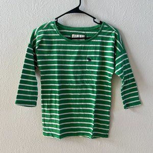 Abercrombie & Fitch Green Striped 3/4 Sleeve